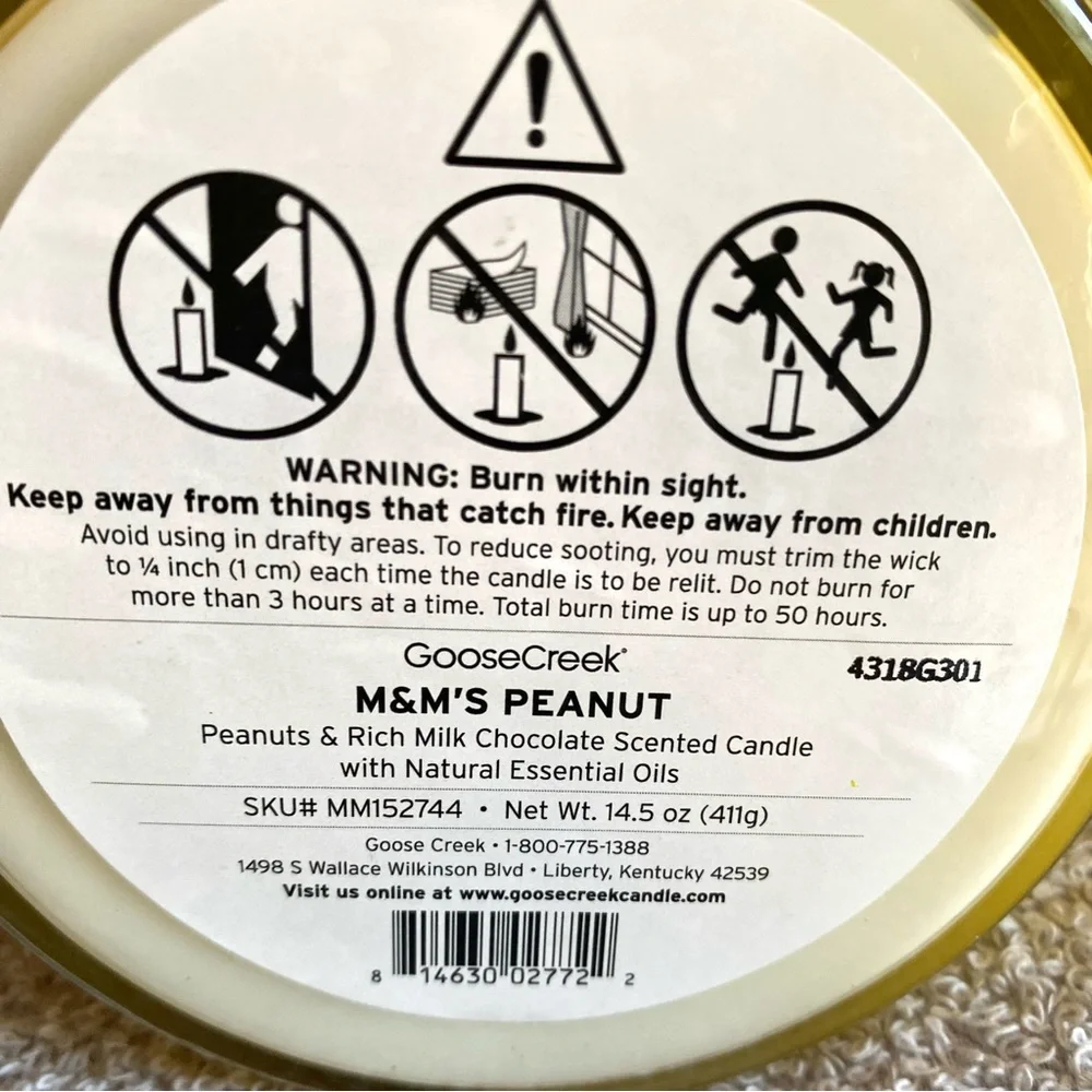 Goose Creek M&M's Peanut & chocolate Scented 3-Wick Candle brand new